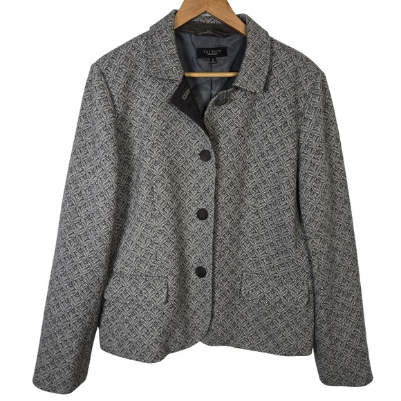 Talbots Jackets & Blazers - Talbots Womens Gray Wool Blend Herringbone Blazer Jacket Size 16 Three Button‎